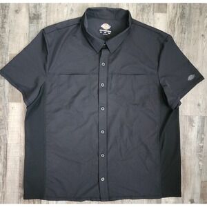 Dickies Button Down Shirt Mens 3XL Black Short Sleeve Mesh Performance Workwear